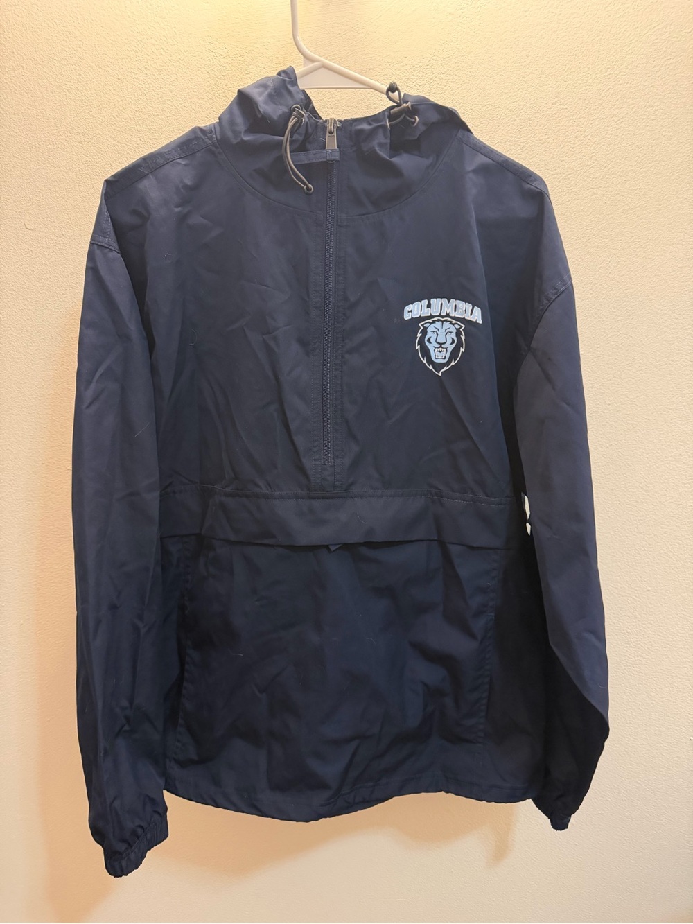 Columbia University Navy Hooded Pullover Windbreaker Jacket